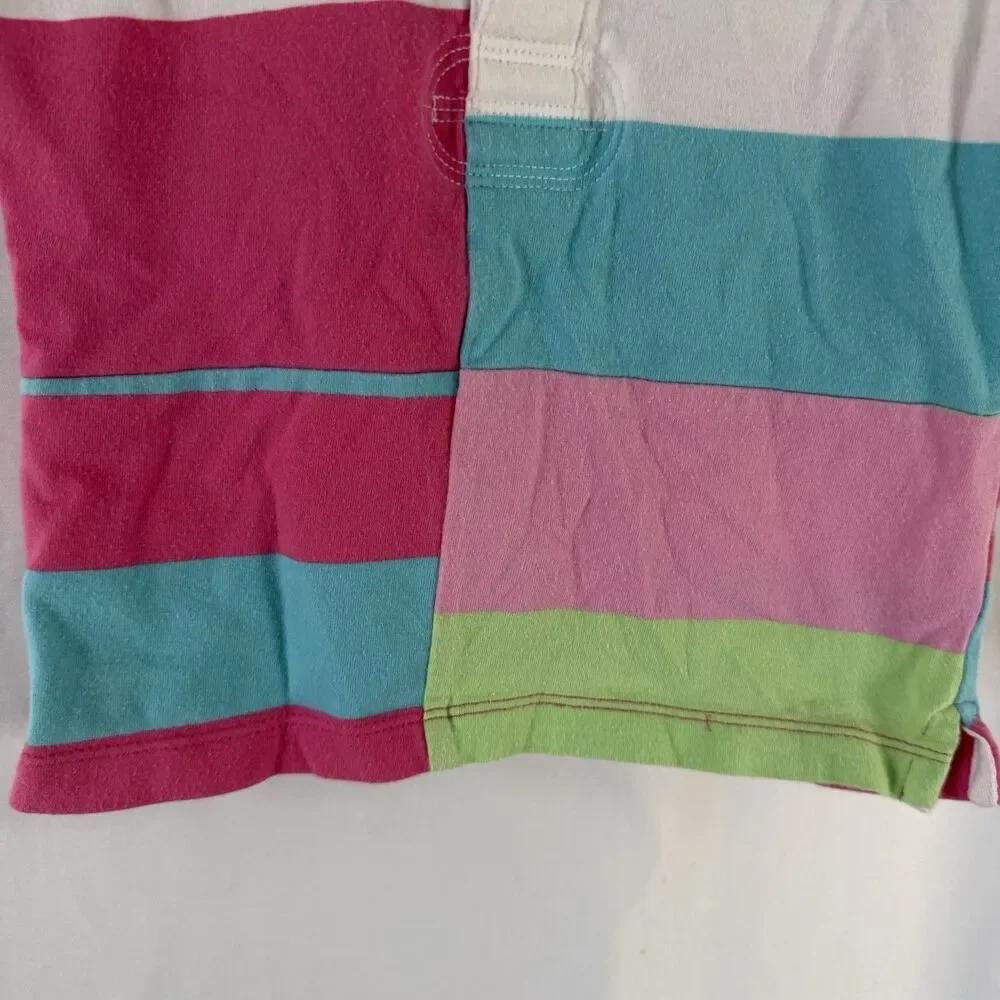 Ralph Lauren Shirt Baby Girl 5 Colorblock Pink Blue Sleeveless Collared Tank Top